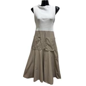 Zara Cream and Tan Sleeveless Maxi Dress